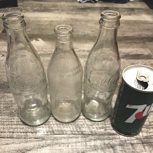 Vintage Cola Bottles, Fanta Bottle and 7up can
